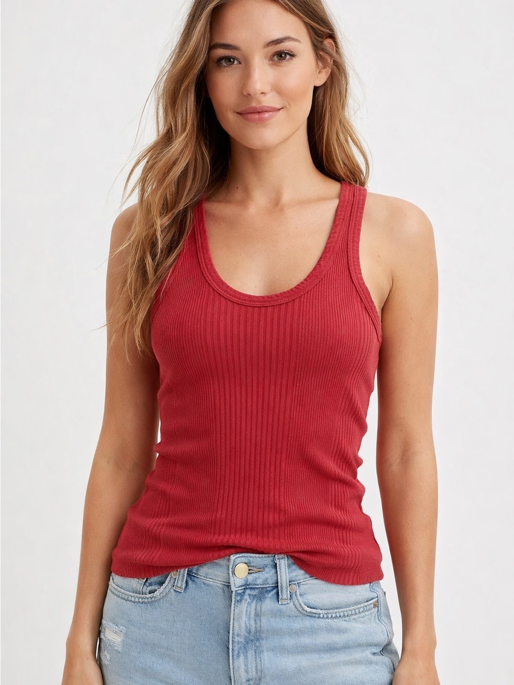 Aerie Ribbed Red Racerback Tank Top XS